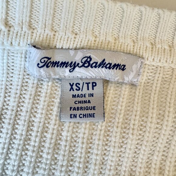 Tommy Bahama Breezy Palm Crew Neck Sweater in Cream and Tan - Picture 5 of 8